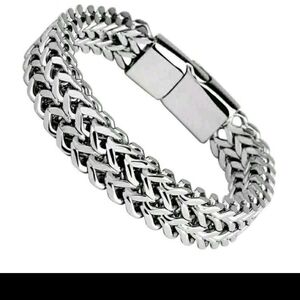 Stainless Steel Magnetic Bayonet Clasp Franco Chain Bracelet For Men 7.5"